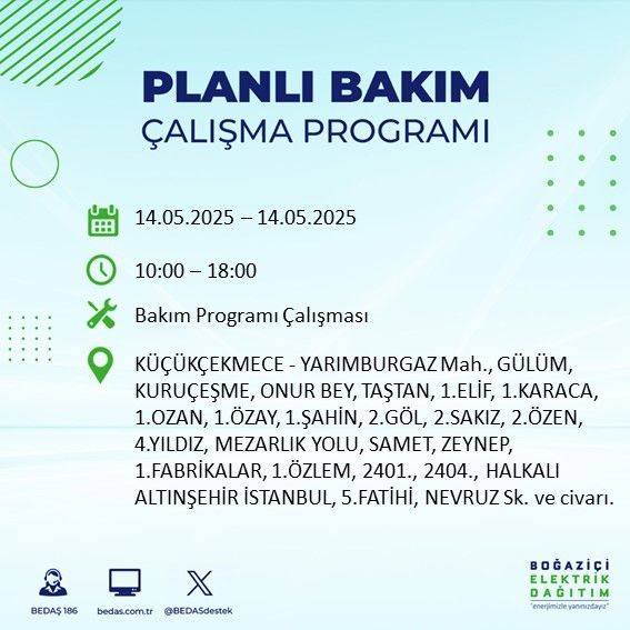 İstanbul'un büyük bölümü karanlığa gömülecek! 14 Mayıs Çarşamba elektrik kesintileri listesi - Resim: 58