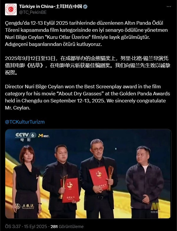 Çin'de Nuri Bilge Ceylan'a ödül: En iyi senaryo - Resim : 1