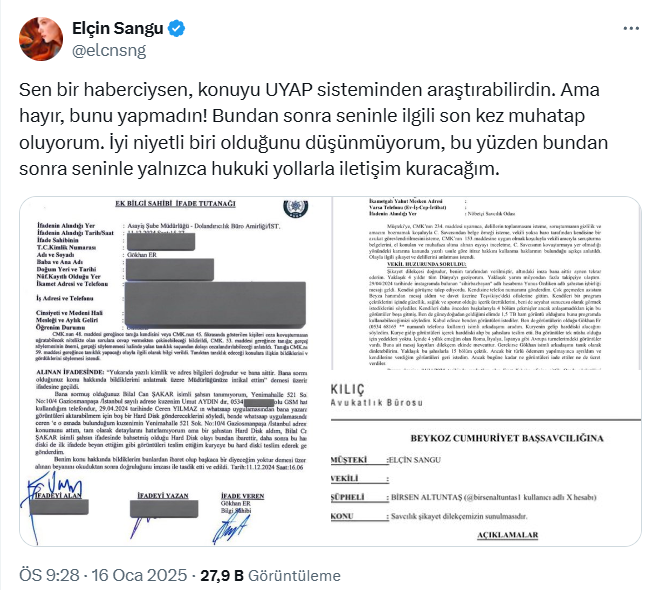 Elçin Sangu ve Birsen Altuntaş arasında ikinci raunt! Mahkeme kararını paylaştı - Resim : 1