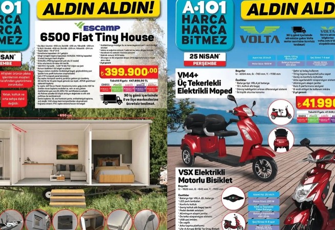 A101'de satılacak bu ürünler bambaşka! Escamp Tiny House ile Volta elektrikli bisiklet ve moped indirimde