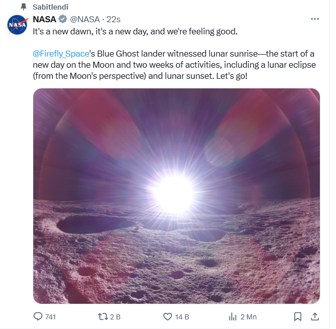 Ay'da gün nasıl doğuyor? NASA Ay'da gün doğumunu paylaştı - Resim : 1