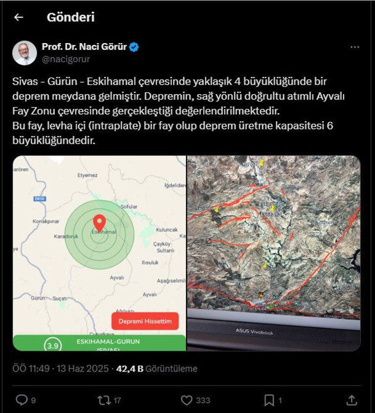 Sivas depremi sonrası Naci Görür'den açıklama: '6 büyüklüğünde...' - Resim : 1