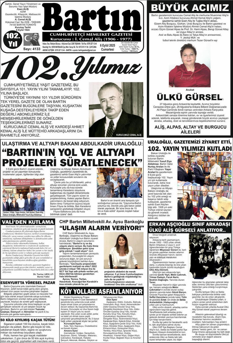 Bartın gazetesi 102 yaşında! Yerel basında yayınını hiç kesintisiz sürdüren tek gazete - Resim : 1