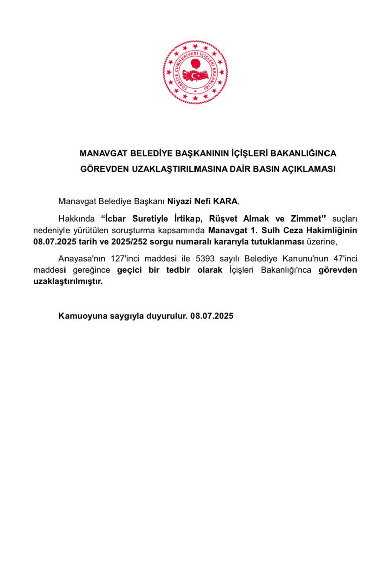 Manavgat Belediye Başkanı Kara tutuklandı - Resim : 1