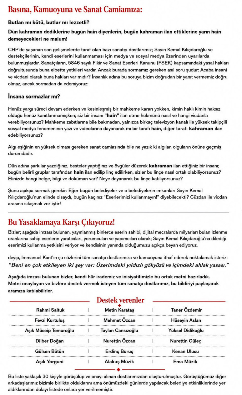 12 sanatçı eser yasağına karşı çıktı! Cüzdanla vicdan arasına sıkışmayın - Resim : 1