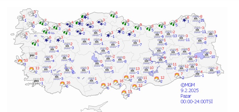 Kar yağışı ve soğuk havalar devam edecek! Meteoroloji 9 Şubat 2025 hava durumu raporunu yayımladı... - Resim : 1