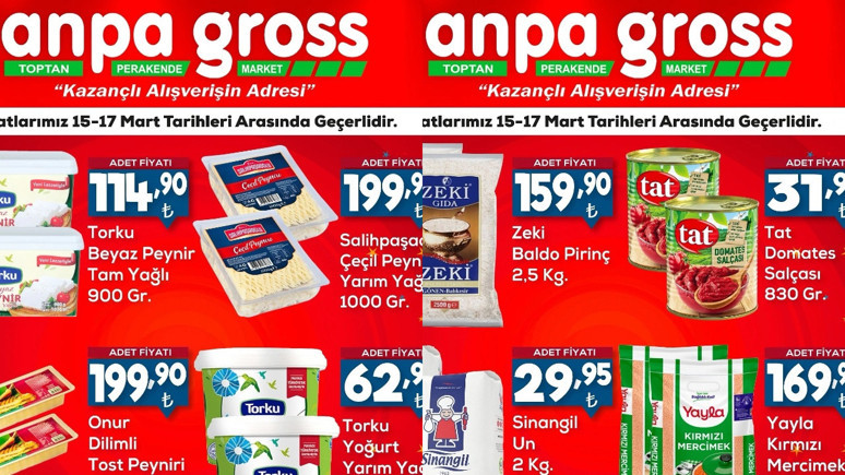 Peynir, yoğurt, pirinç ve un indirimi için son gün! Sadece Anpa Gross'ta geçerli