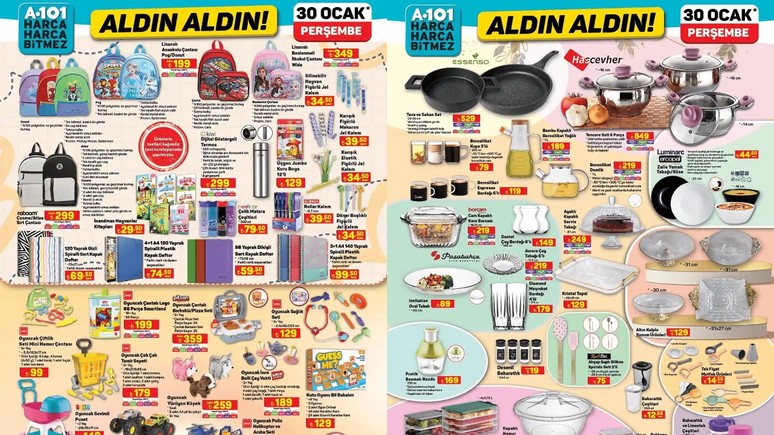 A101 30 Ocak 2025 indirimli ürünler listesi geldi! Kırtasiye ve mutfak ürünleri ucuzladı