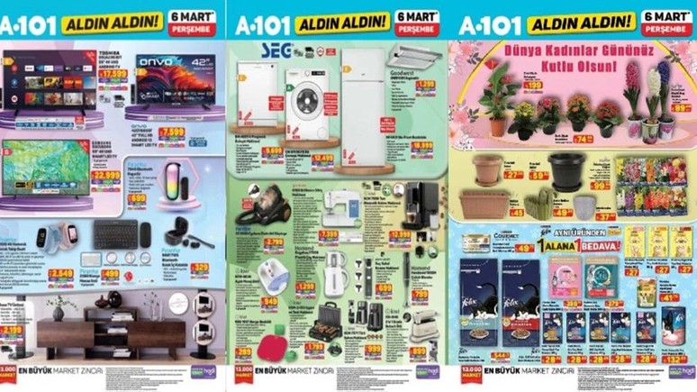 İşte A101 6 Mart indirimli ürünler! Elektrikli süpürge, televizyon ünitesi, tost makinesi, kahve makinesi...