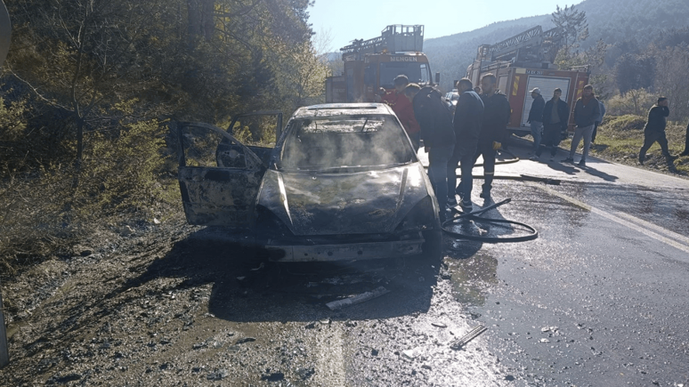 Bolu'da seyir halindeyken alev aldı