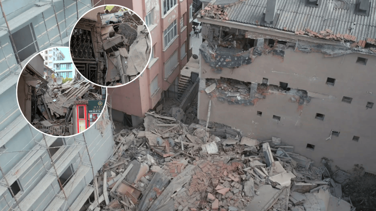 İstanbul'da korku dolu anlar! Yıkılan bina bitişikteki apartmanın üzerine çöktü
