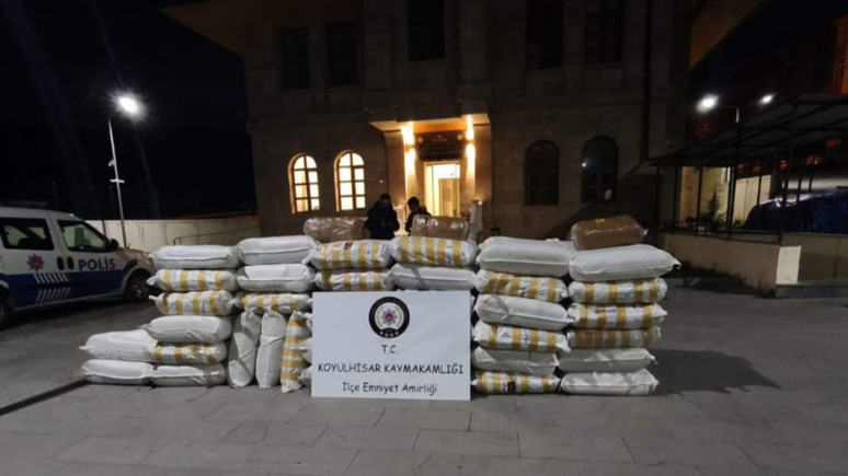 Sivas'ta ele geçirildi! 1 ton 150 kilogram