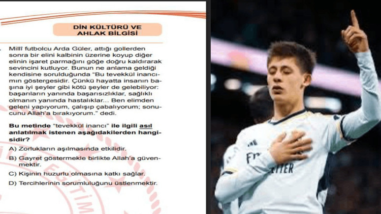 LGS'de Arda Güler sorusu: Real Madrid’in yıldızıyla ilgili soru gündem oldu - Resim : 1