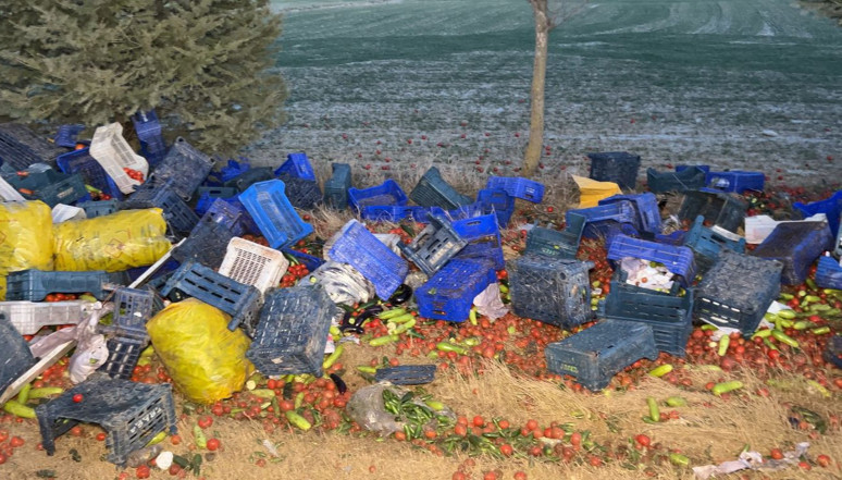 Burdur’da sebze yüklü kamyonet şarampole devrildi: 2 yaralı - Resim : 1