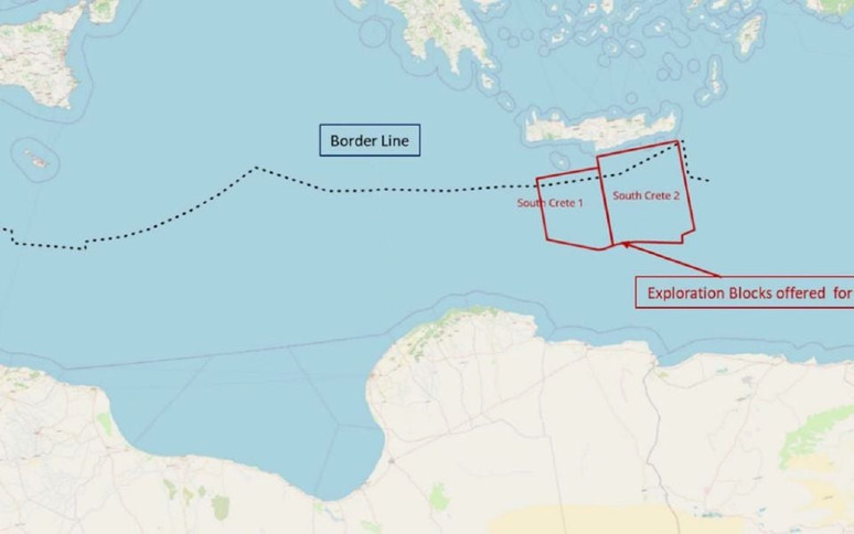 Libya hükümetinin Yunanistan'a karşı diplomatik notuna eklediği haritalardan biri.