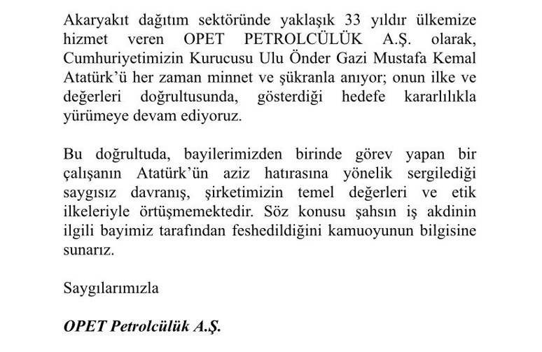 Opet çalışanı Atatürk’e küfretti! Şirketten açıklama geldi - Resim : 1