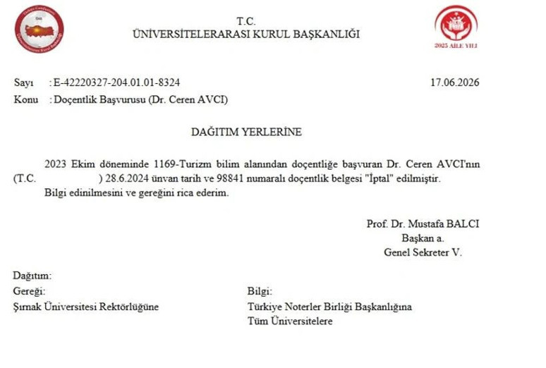 Şırnak Rektörü Alkış'ın danışmanının doçentliği iptal edildi - Resim : 1