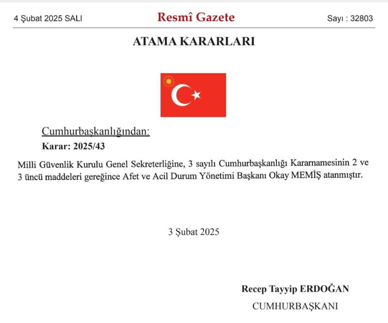 Resmi Gazete yayımlandı! MGK Genel Sekreteri değişti - Resim : 1