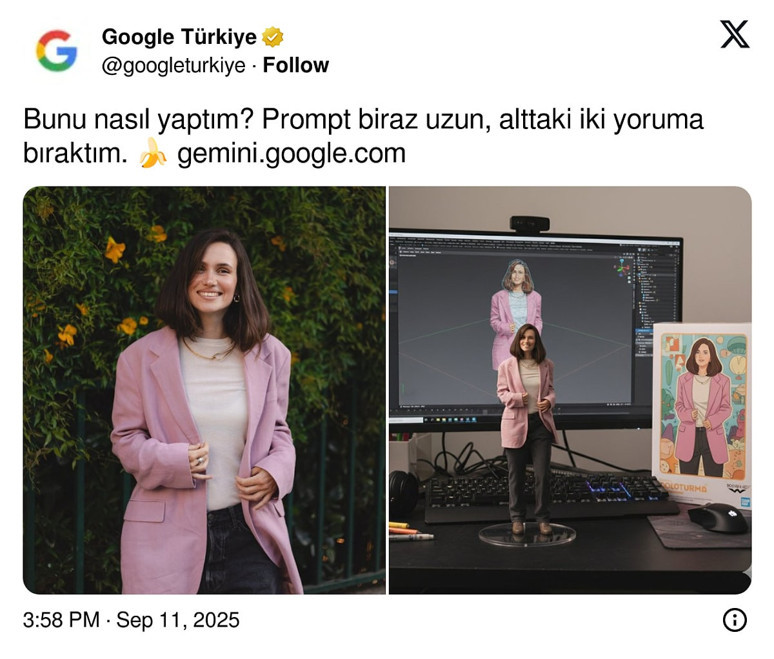 GEMİNİ İLE 3D MODEL FOTOĞRAF YAPMA