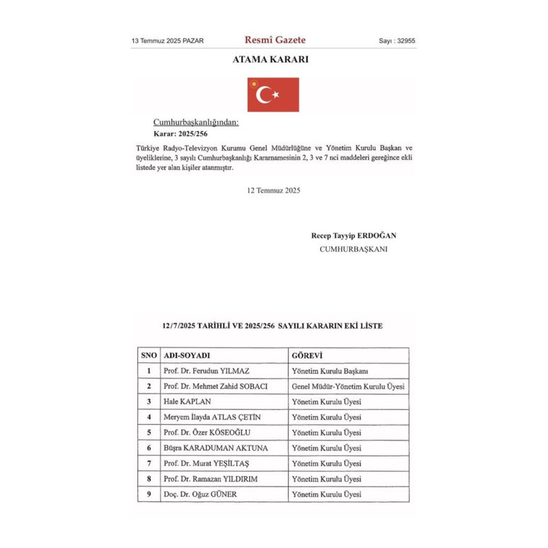 TRT Yönetim Kurulu değişti! İşte yeni başkan ve üyeler - Resim : 1