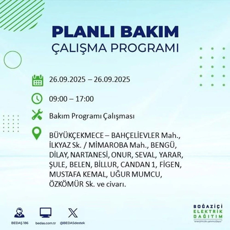 BÜYÜKÇEKMECE ELEKTRİKLER NE ZAMAN GELECEK? 26 Eylül Büyükçekmece elektrik kesintisi sorgulama - Resim : 2