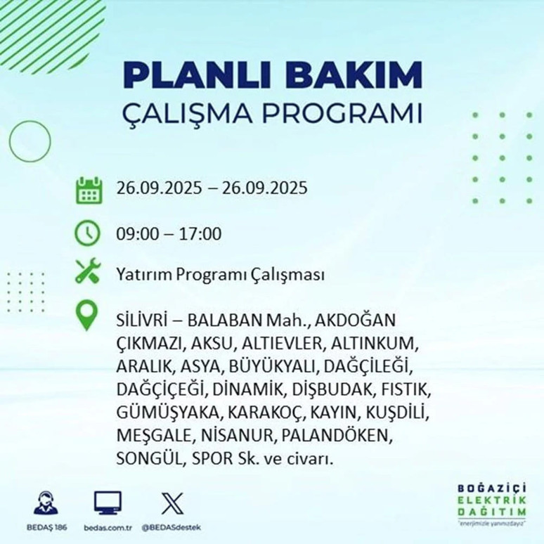SİLİVRİ ELEKTRİK KESİNTİSİ NE ZAMAN BİTECEK? 26 Eylül Silivri elektrik kesintisi sorgulama - Resim : 2