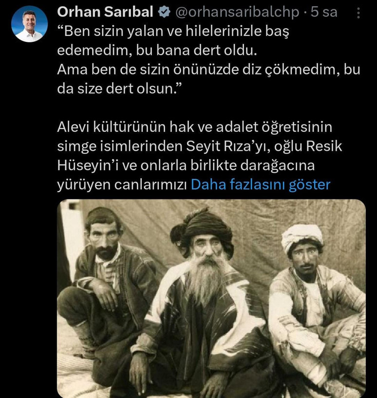 MHP’li vekilden CHP’ye Seyit Rıza tepkisi - Resim : 1