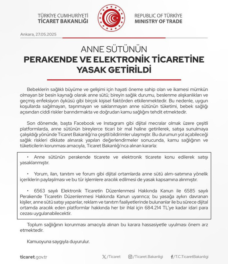 Bakanlık duyurdu: Anne sütünün ticaretine yasak getirildi! - Resim : 1