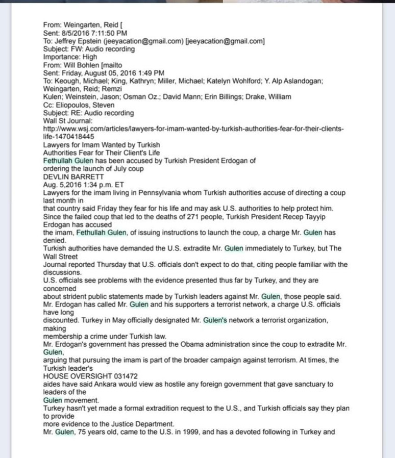 Epstein dosyasında Fetullah Gülen de var - Resim : 1