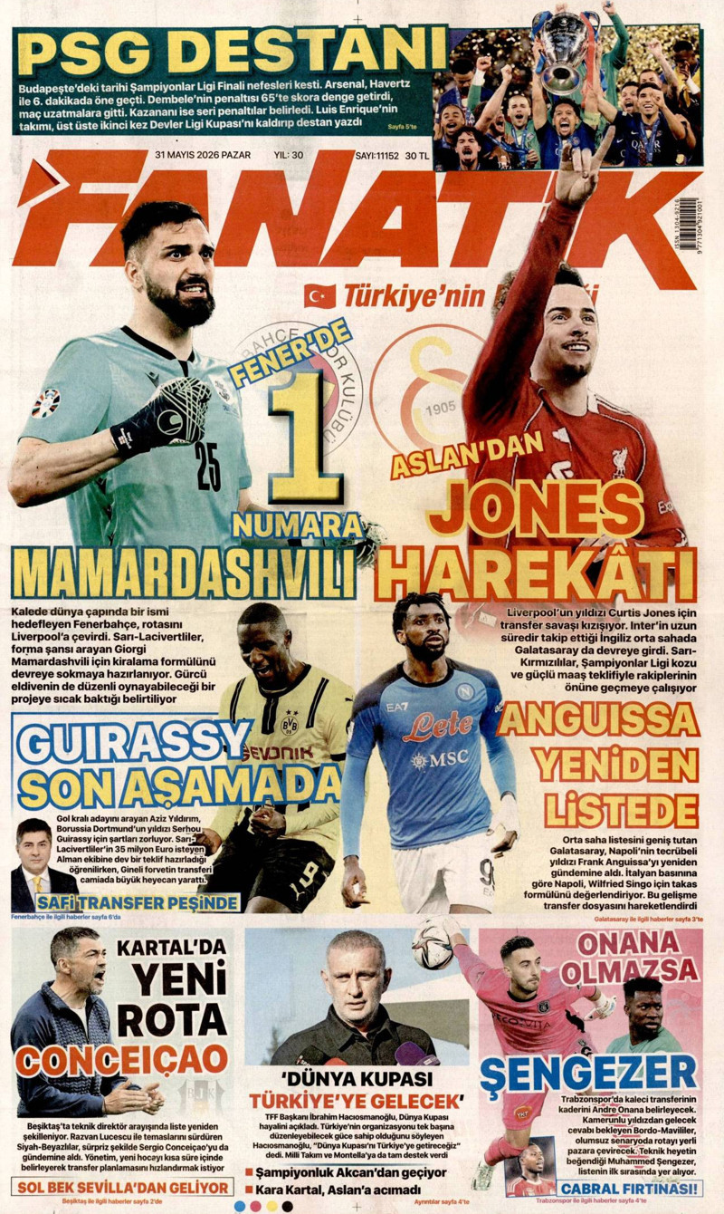 Fanatik Gazetesi Manşeti